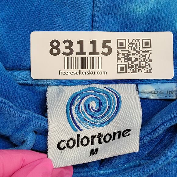 Colortone Spiral Tie-Dye Hoodie M/L 23x24 Baggy Crop Blue - Picture 5 of 11